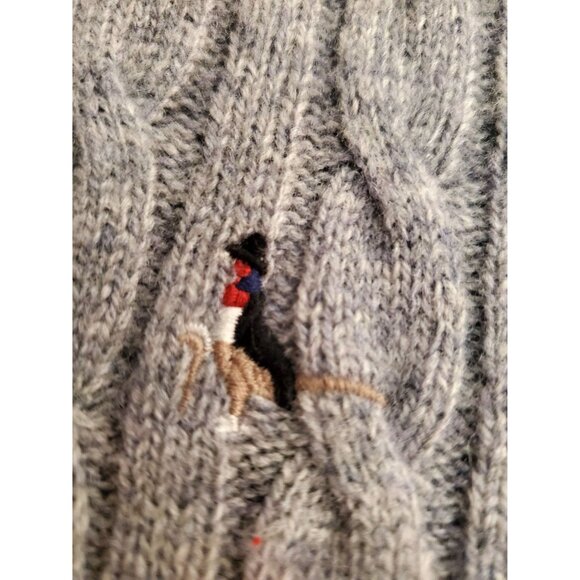 Jack Wills Gray Cable Knit Sweater Mens L Merino Wool Crew Fabulously British - Picture 3 of 8